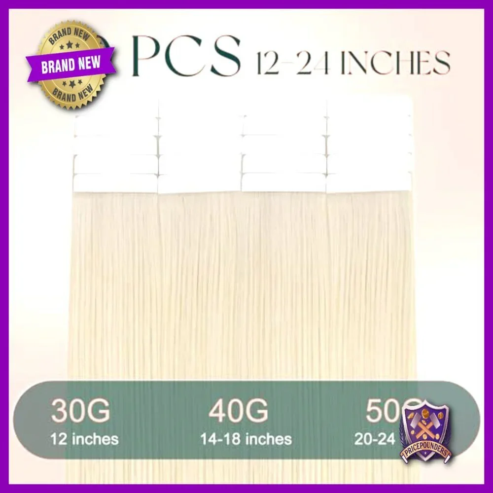 24 Inch Tape In Human Hair Extensions 20pcs 50g Long Straight Reusable